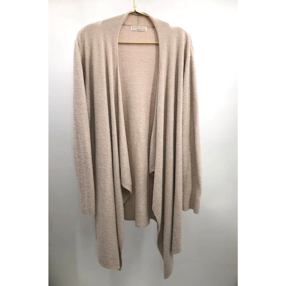 Barefoot Dreams Bamboo Cozy Lite Beige Open Front Waterfall Cardigan Womens S/M
